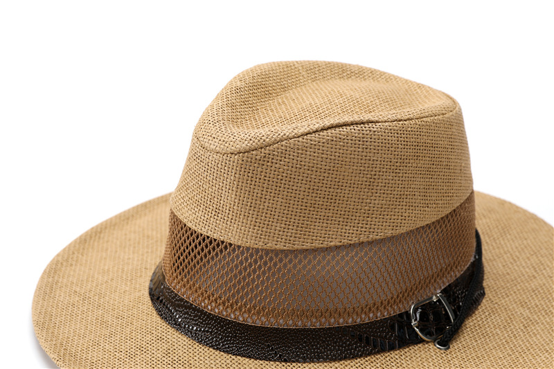 DinGora Unisex Wide Brim Straw Fedora Hat with Mesh Band