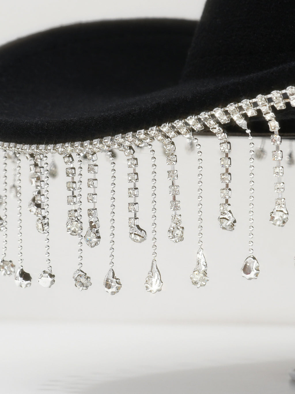 DinGora Women's Wide Brim Rhinestone Fringe Western Hat