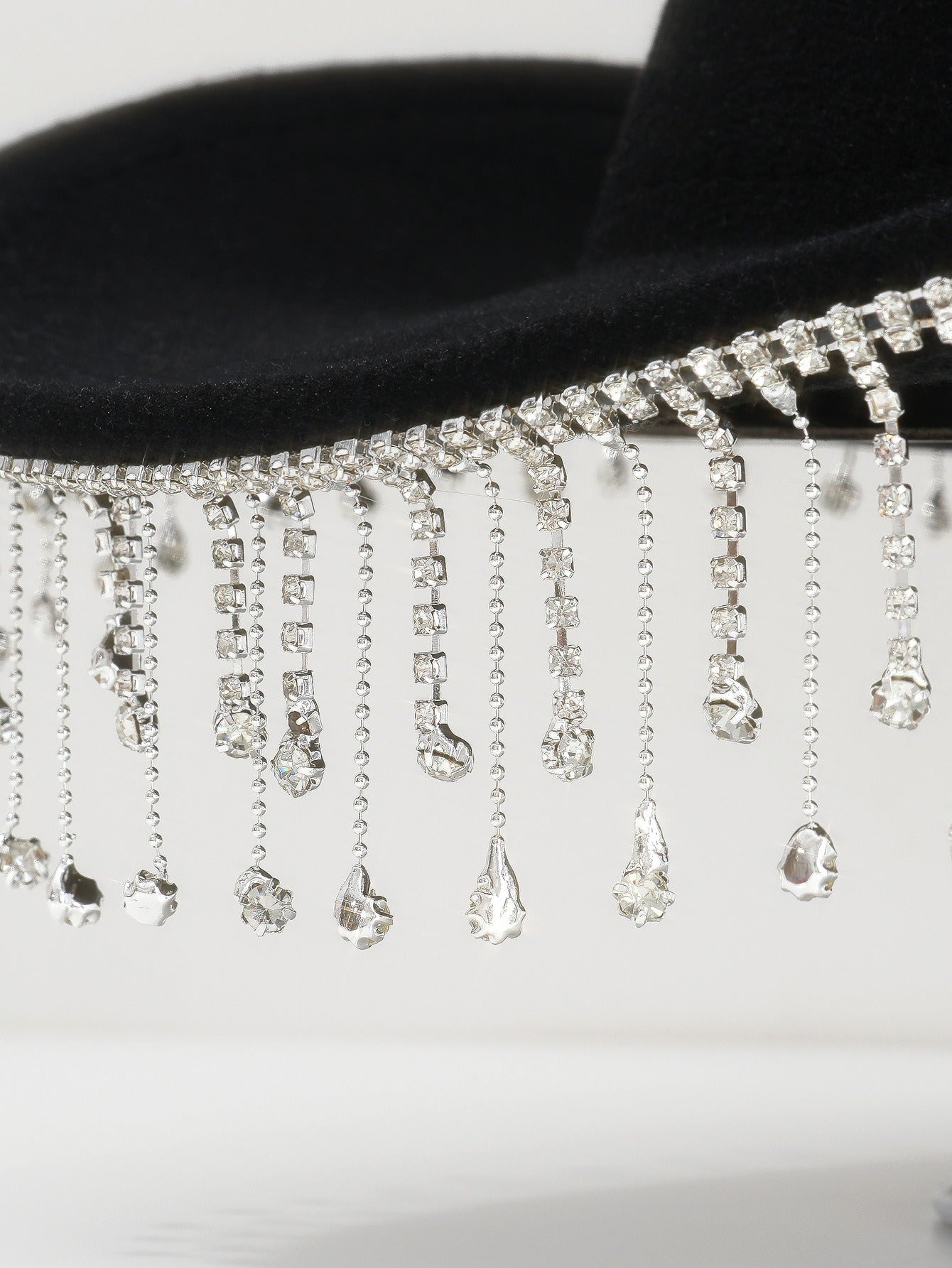 DinGora Women's Wide Brim Rhinestone Fringe Western Hat
