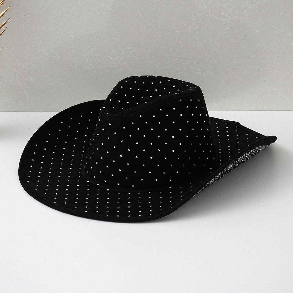 DinGora Women's Rhinestone Wide Brim Western Hat