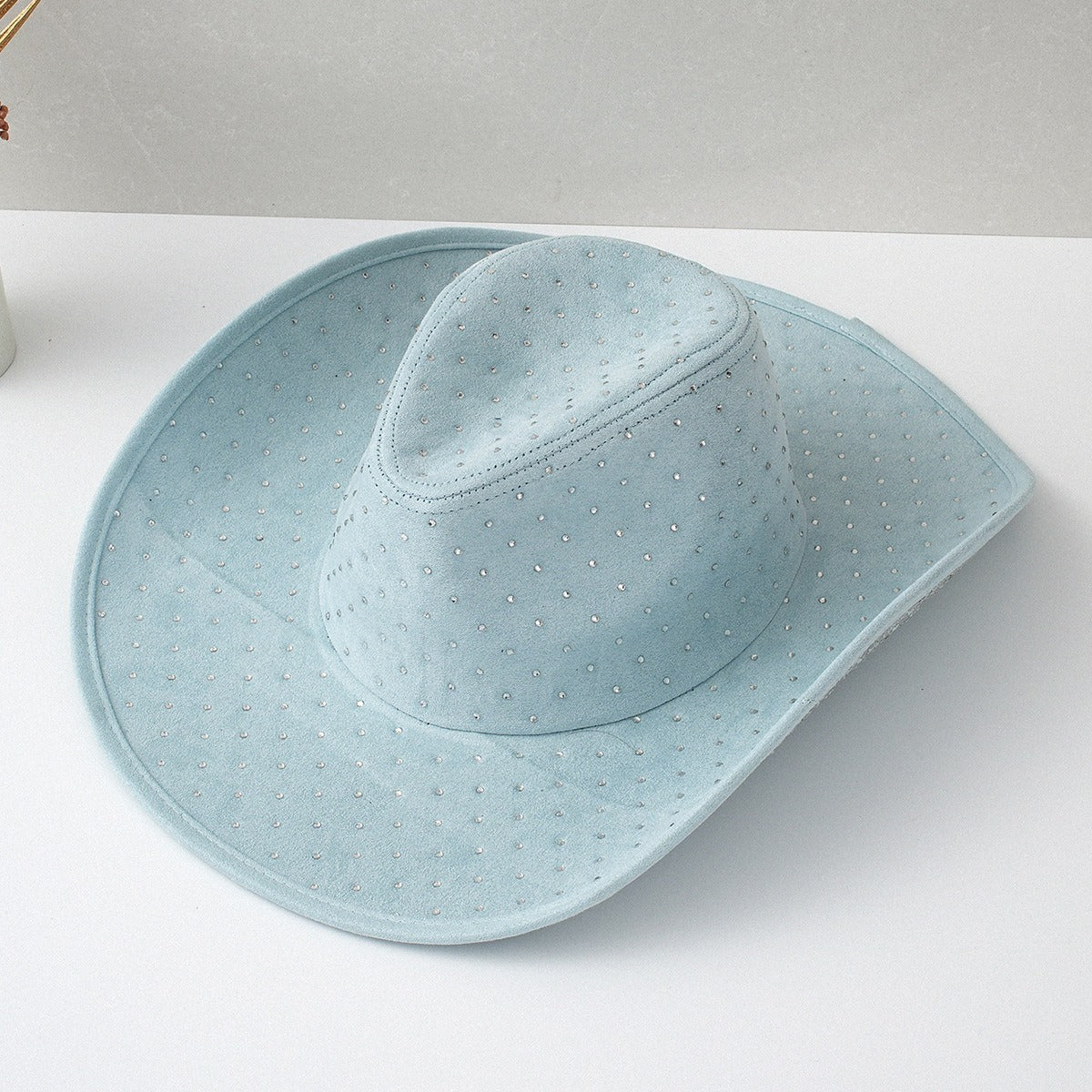 DinGora Women's Rhinestone Wide Brim Western Hat