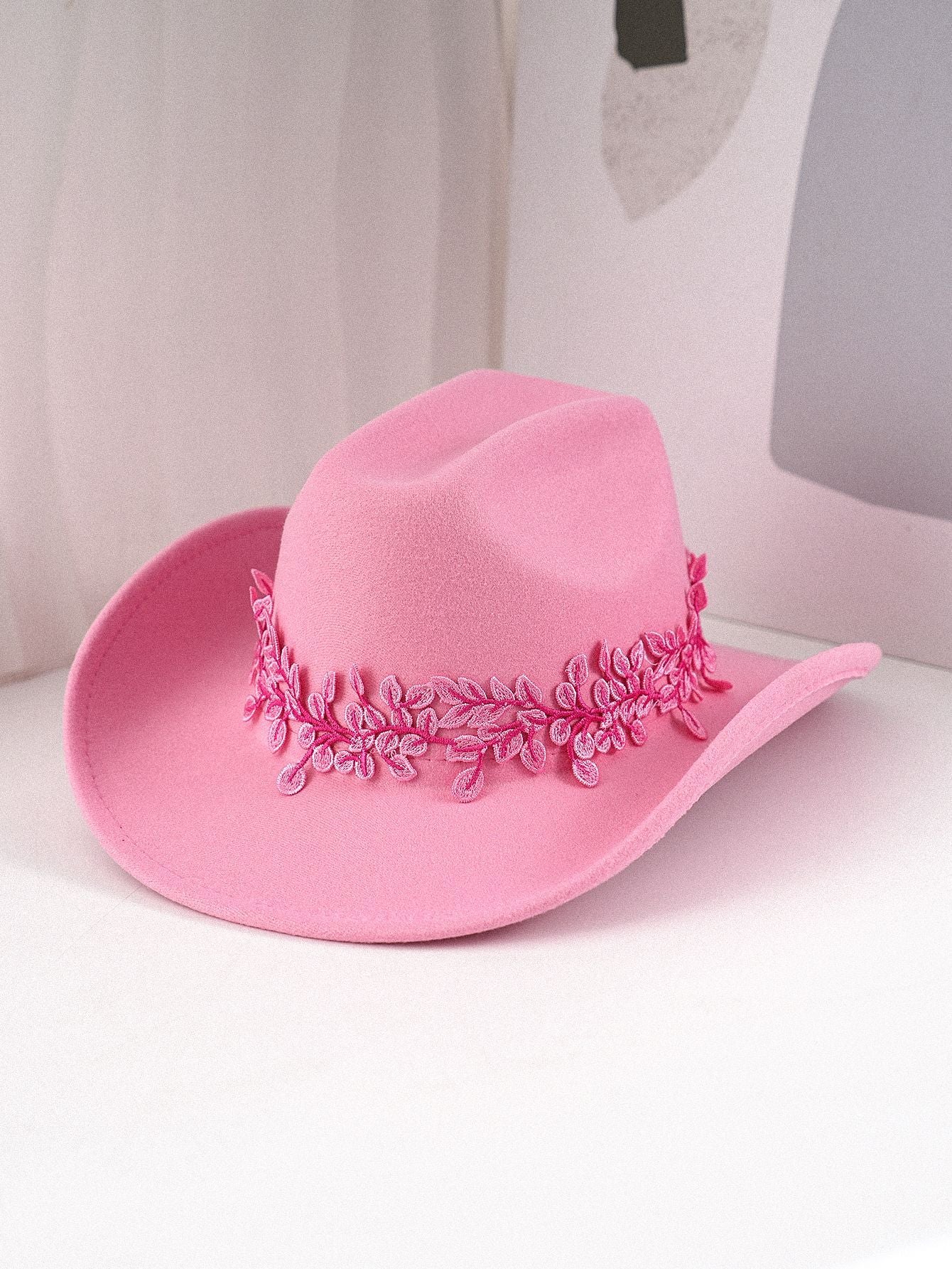 DinGora Women's Floral Embroidered Wide Brim Western Hat