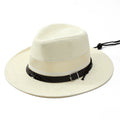 DinGora Unisex Wide Brim Straw Fedora Hat with Mesh Band