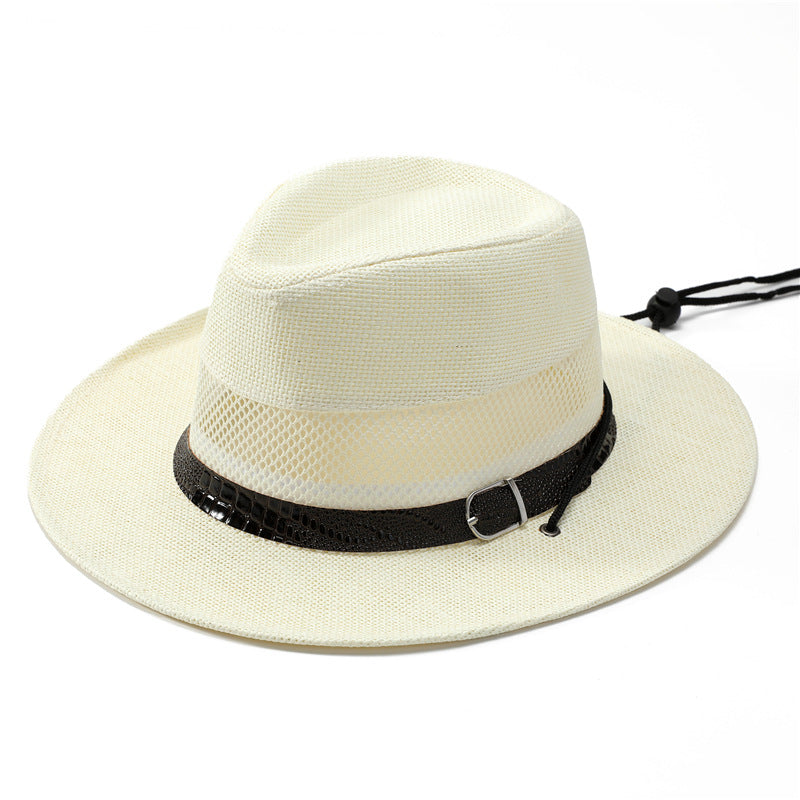 DinGora Unisex Wide Brim Straw Fedora Hat with Mesh Band