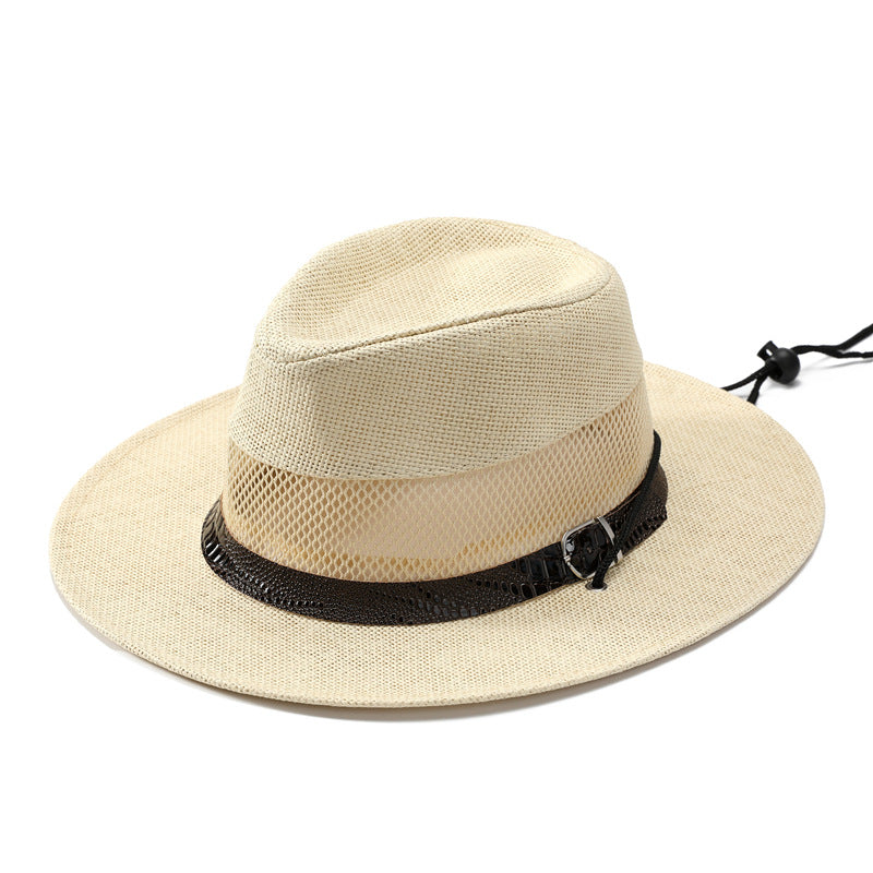 DinGora Unisex Wide Brim Straw Fedora Hat with Mesh Band