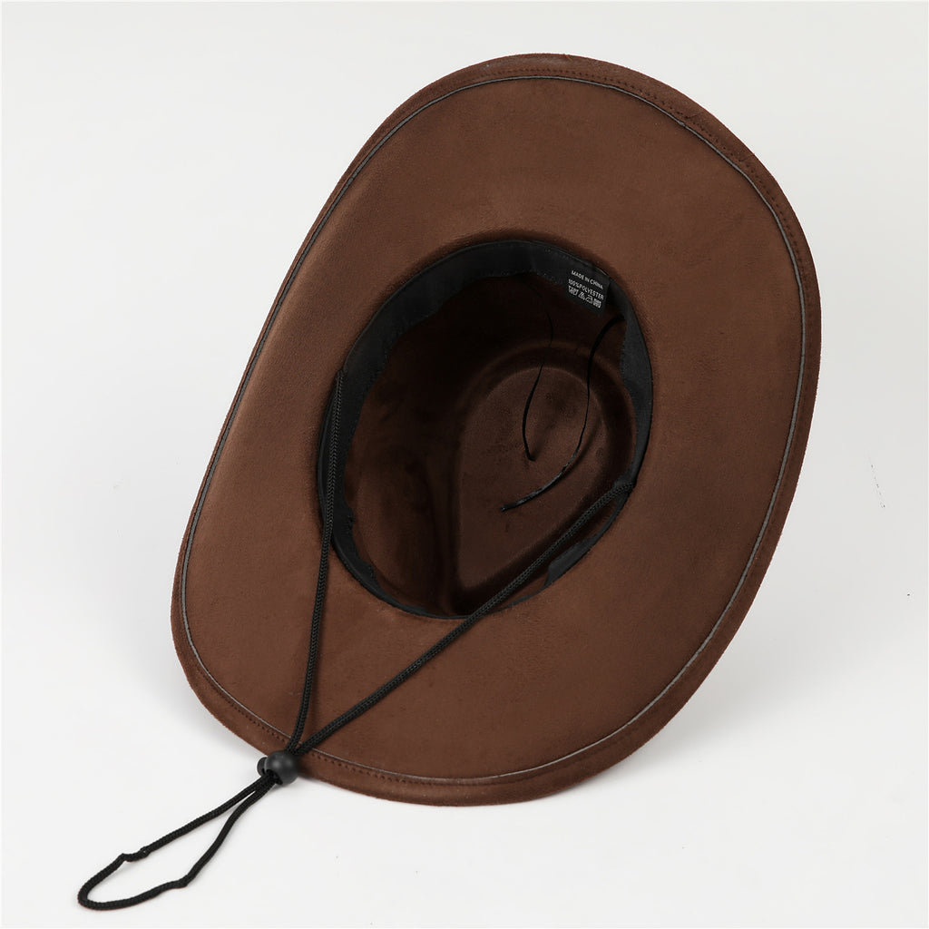 DinGora Unisex Suede Western Cowboy Hat with Wide Brim