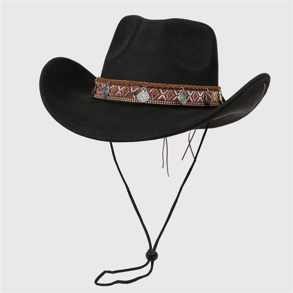 DinGora Unisex Suede Western Cowboy Hat with Wide Brim