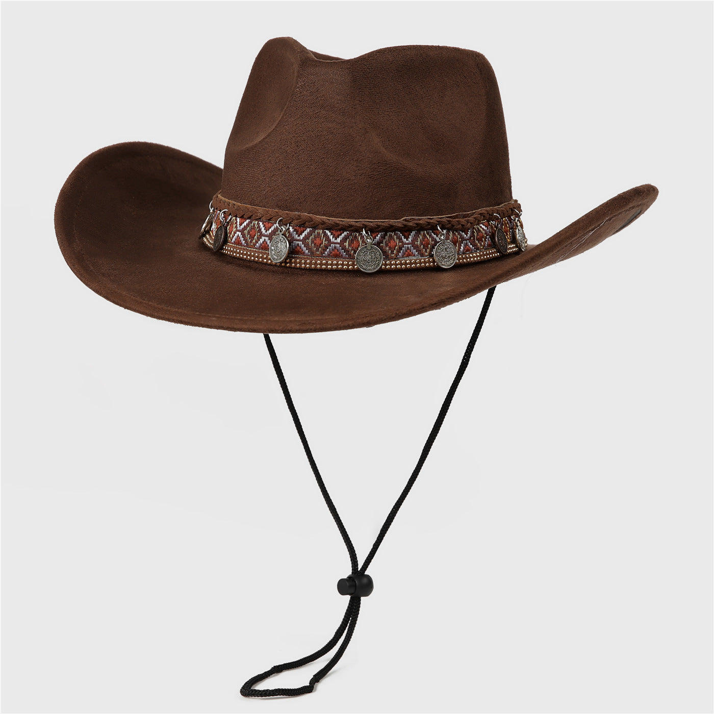 DinGora Unisex Suede Western Cowboy Hat with Wide Brim