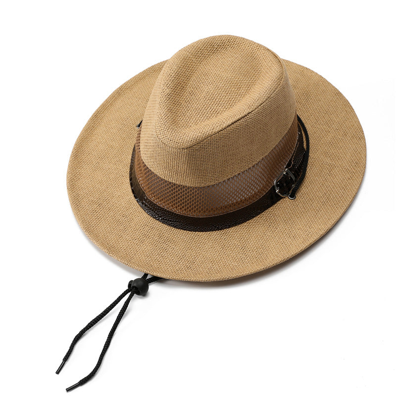DinGora Unisex Wide Brim Straw Fedora Hat with Mesh Band