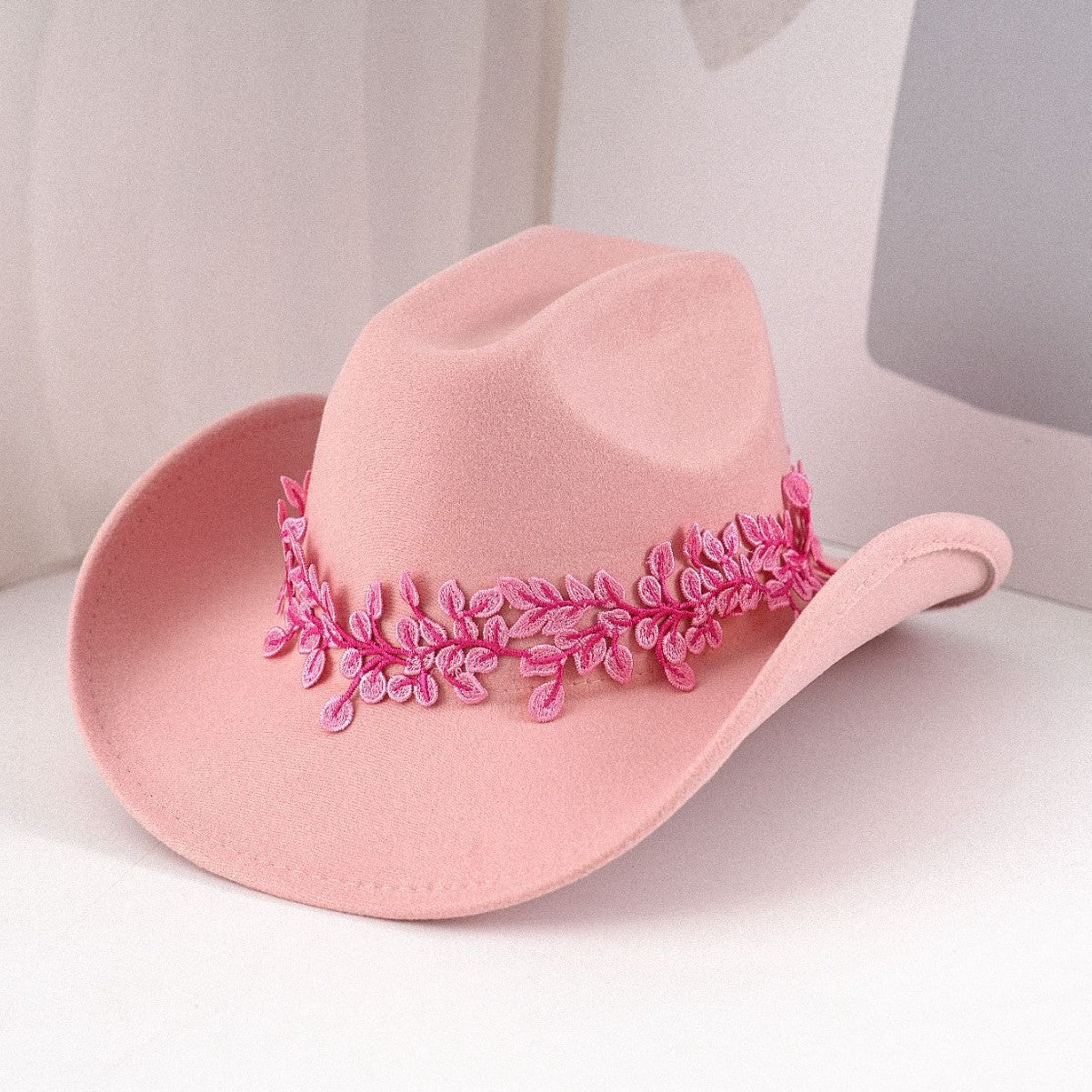 DinGora Women's Floral Embroidered Wide Brim Western Hat