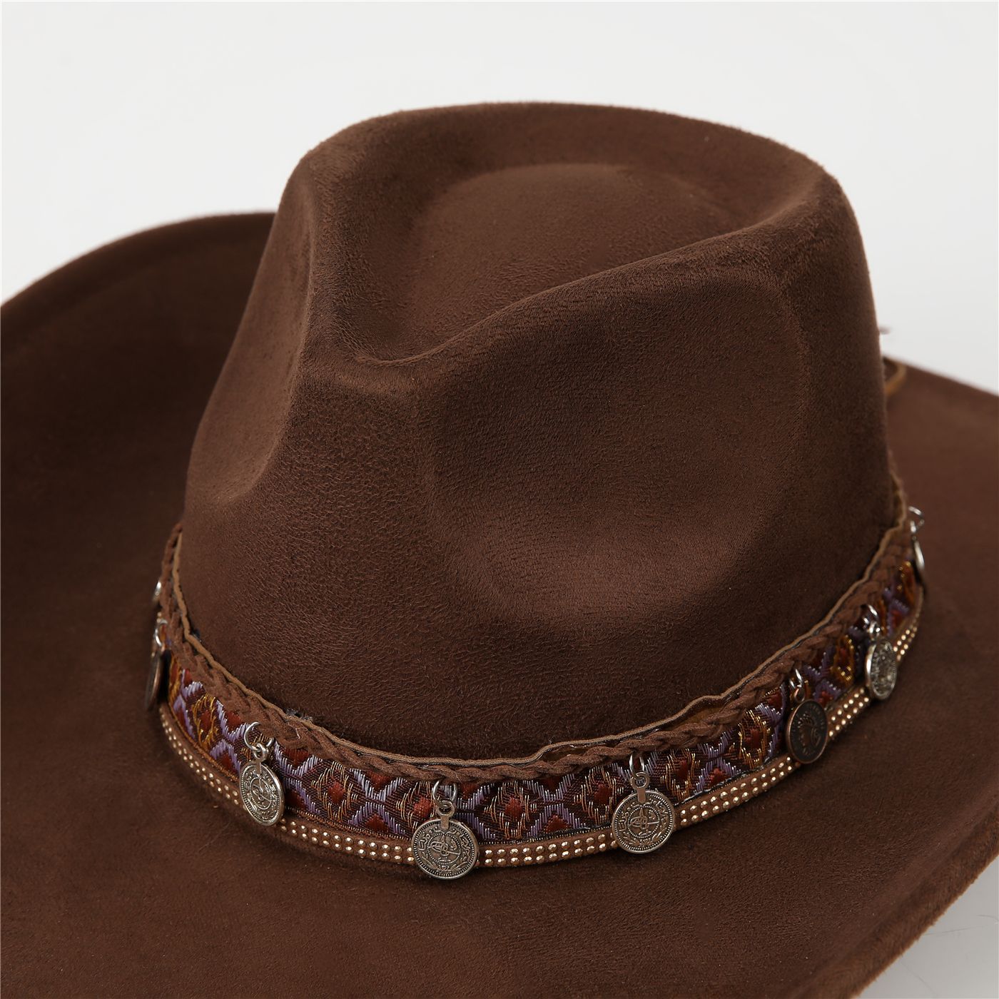 DinGora Unisex Suede Western Cowboy Hat with Wide Brim