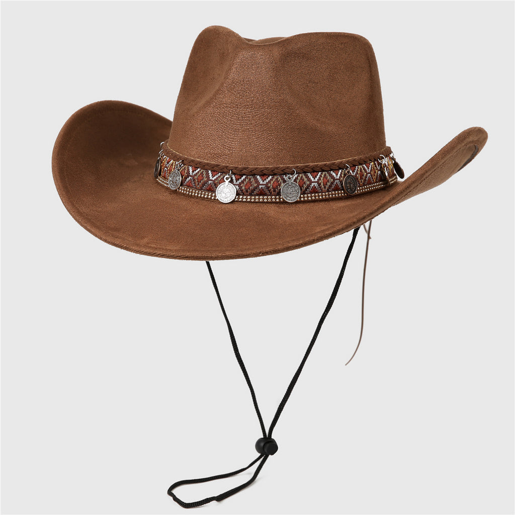 DinGora Unisex Suede Western Cowboy Hat with Wide Brim