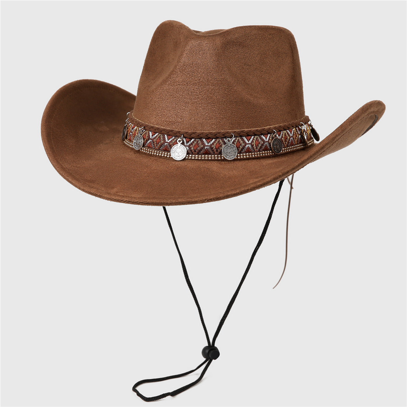 DinGora Unisex Suede Western Cowboy Hat with Wide Brim
