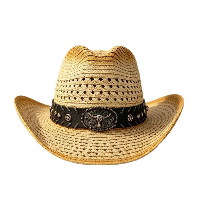DinGora Unisex Foldable Wide Brim Straw Cowboy Hat