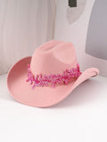 DinGora Women's Floral Embroidered Wide Brim Western Hat
