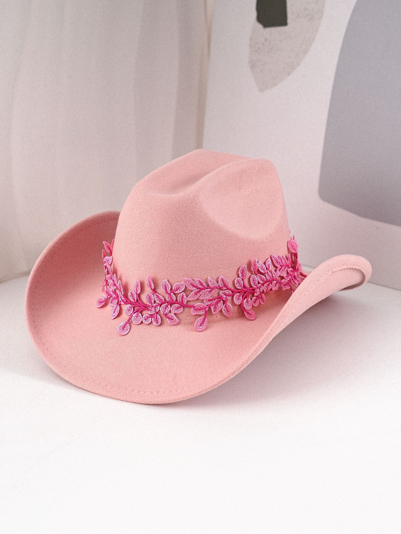 DinGora Women's Floral Embroidered Wide Brim Western Hat