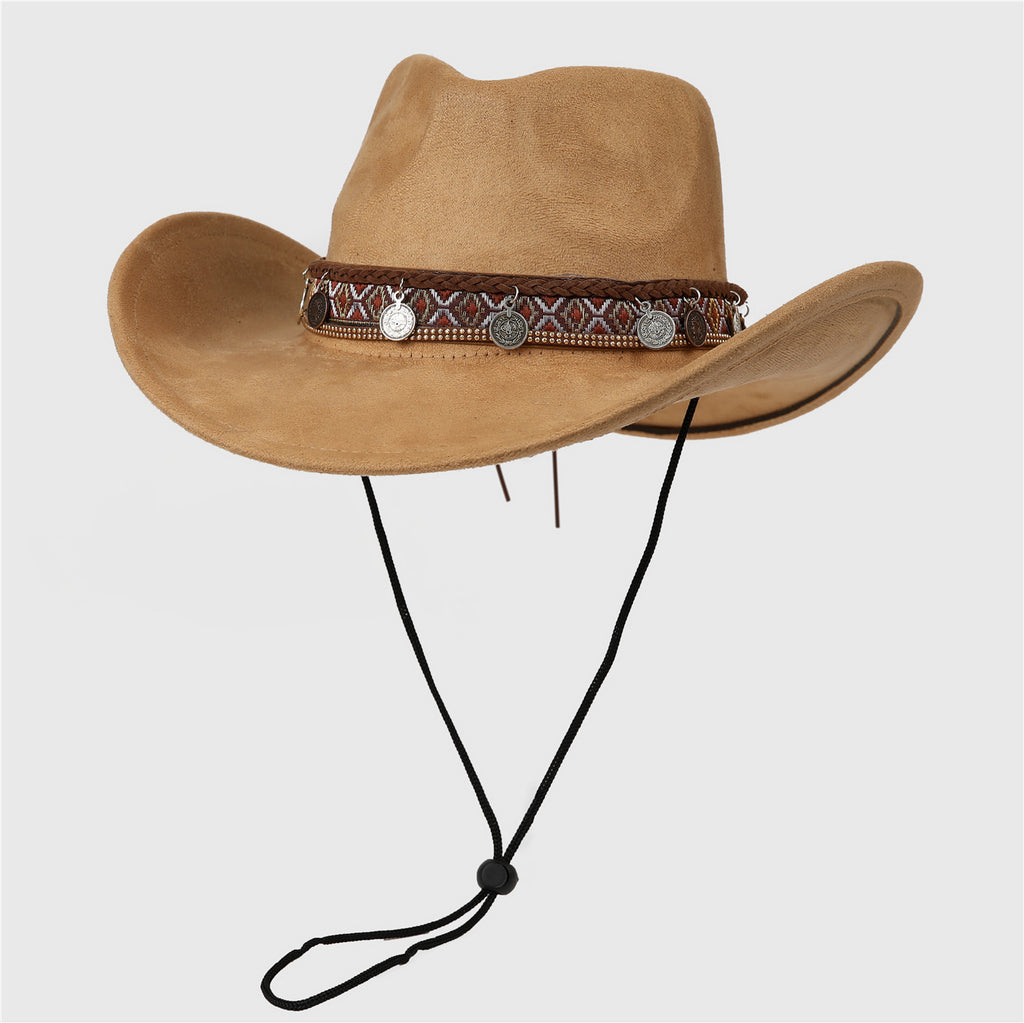 DinGora Unisex Suede Western Cowboy Hat with Wide Brim