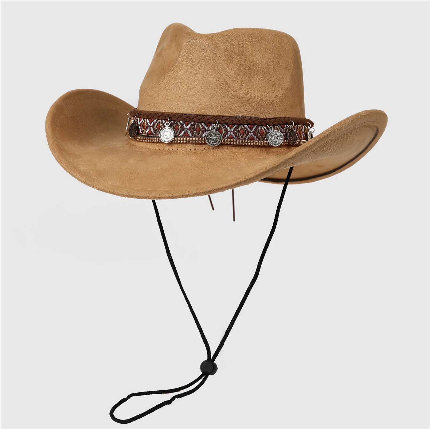 DinGora Unisex Suede Western Cowboy Hat with Wide Brim