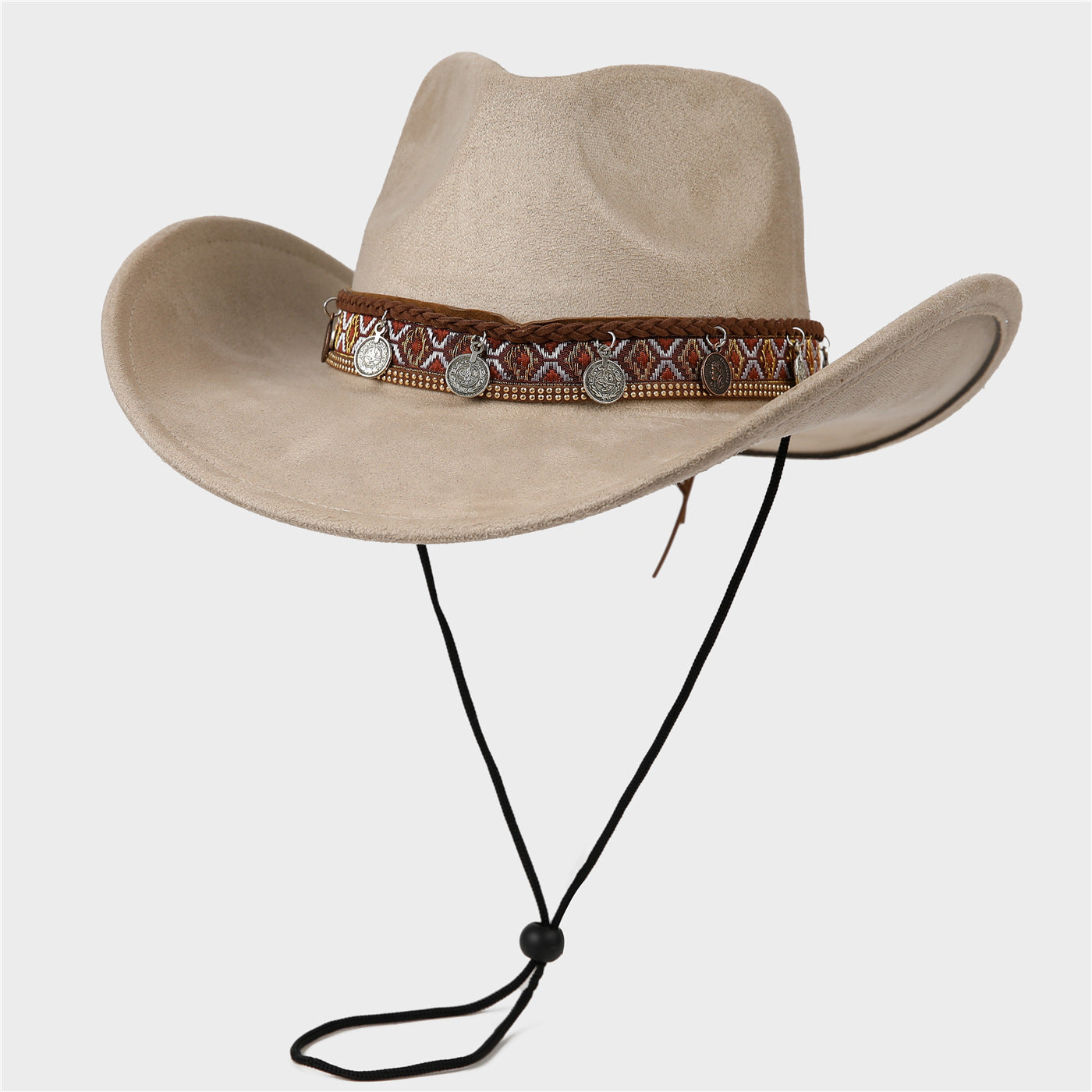 DinGora Unisex Suede Western Cowboy Hat with Wide Brim