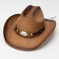 DinGora Unisex Paper Straw Western Cowboy Hat with Curved Brim