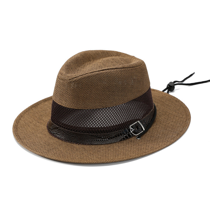 DinGora Unisex Wide Brim Straw Fedora Hat with Mesh Band